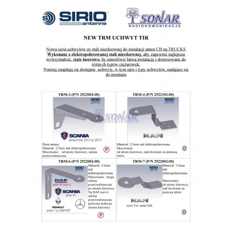 NEW TRM UCHWYT TIR SIRIO&SONAR