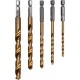 YT-44700 KOMPLET WIERTEŁ DO METALU Z TYTANOWA POWŁOKĄ 5 SZT. 4-10MM, UCHWYTY HEX