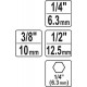 YT-04685 ADAPTER HEX DO NASADEK 1/4, 3/8, 1/2