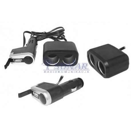 ROZGAŁĘŹNIK ZAPALNICZKI 1/2 + 2 USB